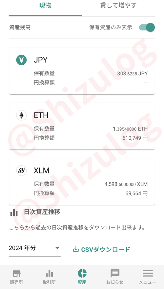 20241107ビットバンクウォレット｜平凡OLの仮想通貨運用log